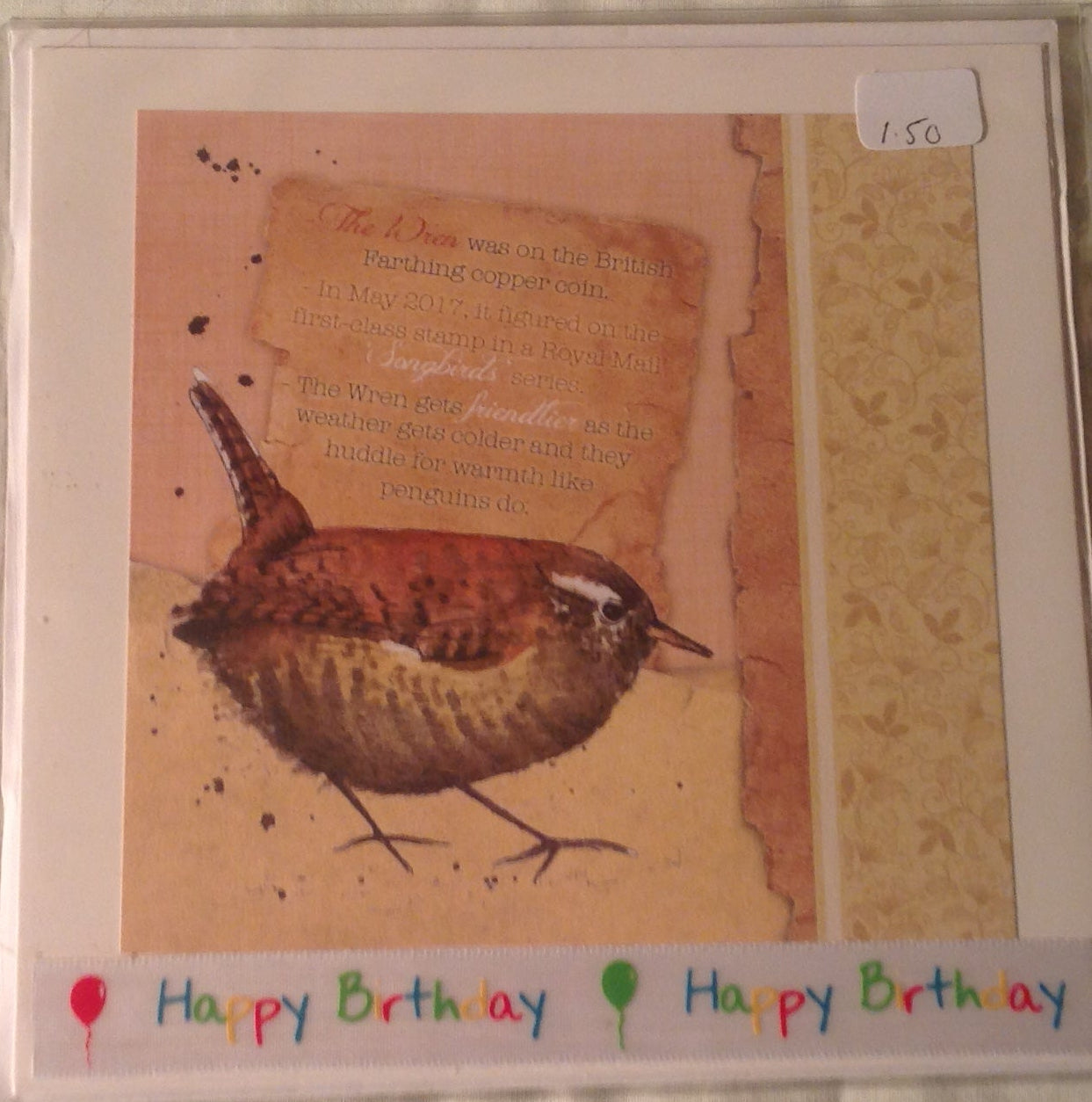 6x6 INCH BIRD CARDS HAPPY BIRTHDAY INCLUDING P&P TO UK CODE 28