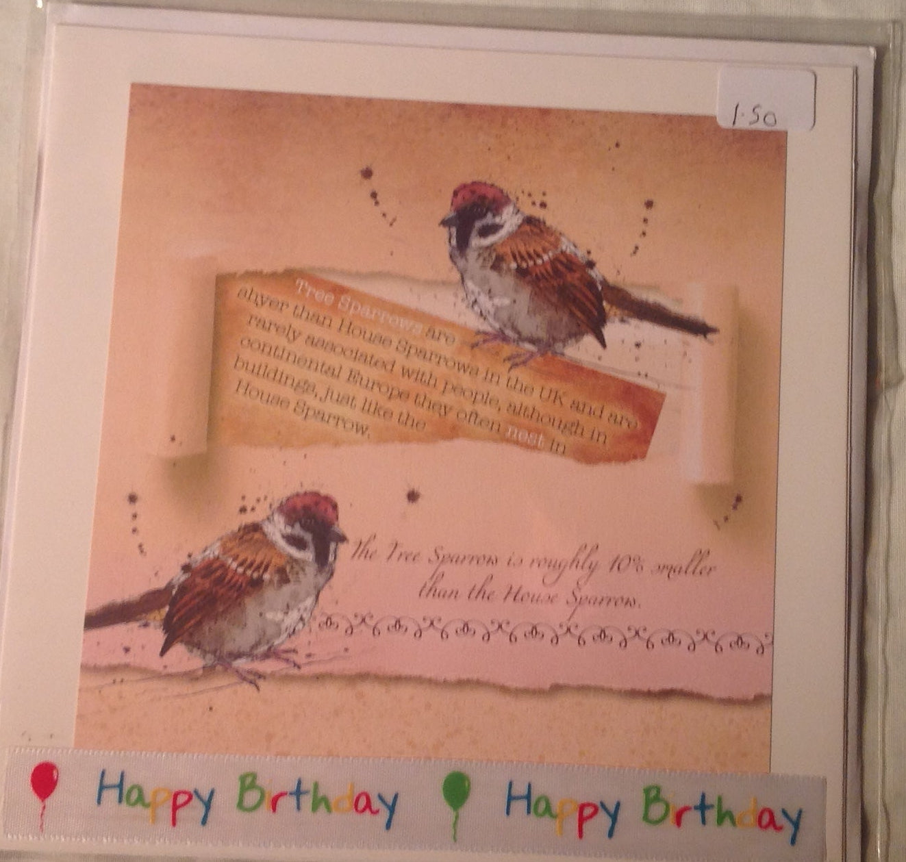 6x6 INCH BIRD CARDS HAPPY BIRTHDAY INCLUDING P&P TO UK CODE 37