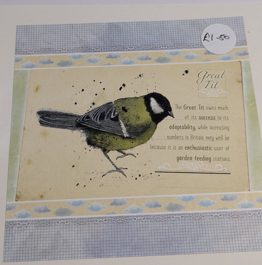 HAND MADE 6x6 INCH BIRD CARDS SALE ON 2 ITEMS ACROSS MY SHOP INCLUDING P&P TO UK  CODE 13