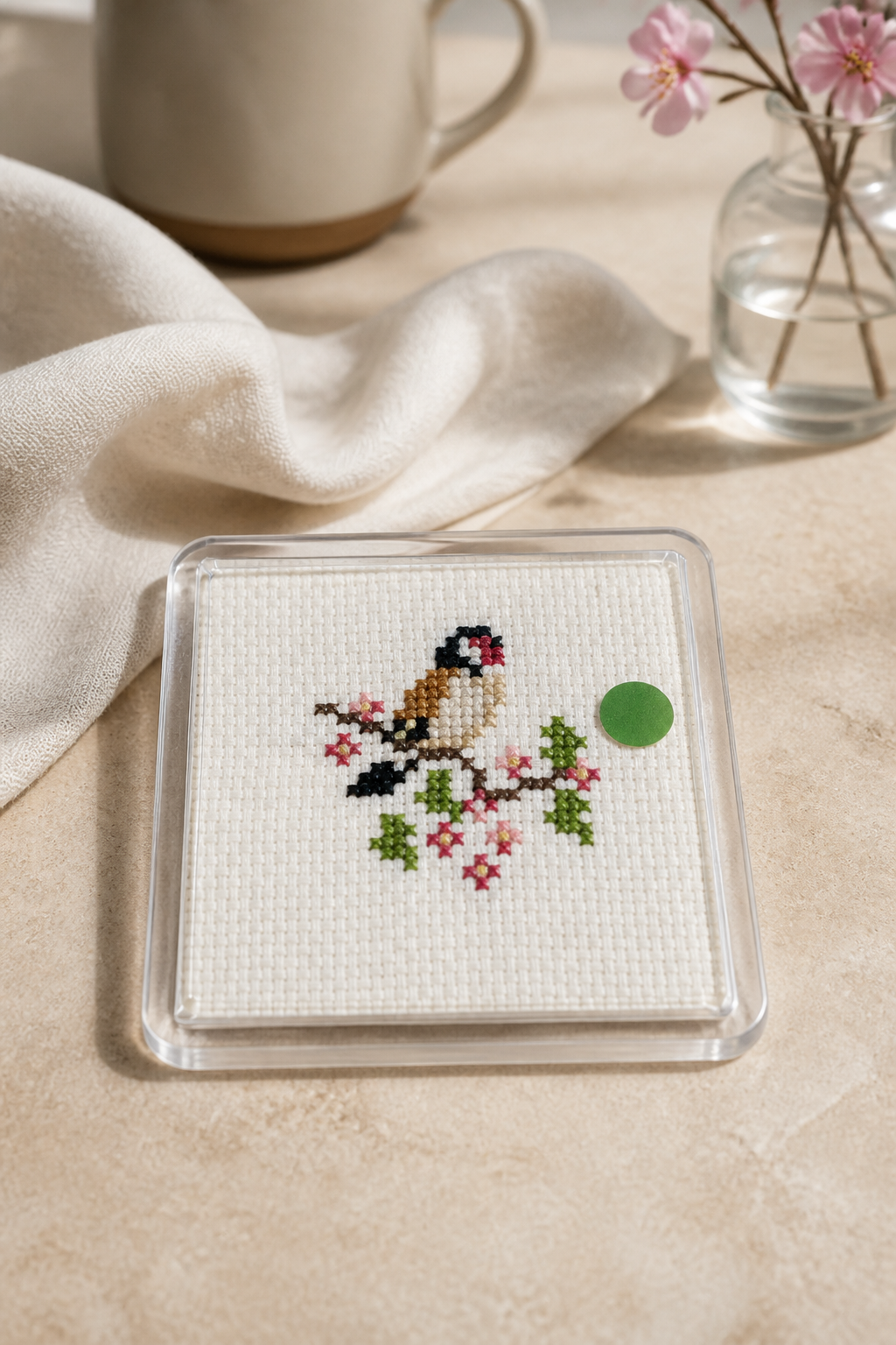 HAND MADE CROSS STICH COASTER INCLUDING P&P TO UK SALE ON 2 ITEMS PLUS ACROSS MY SHOP CODE 115