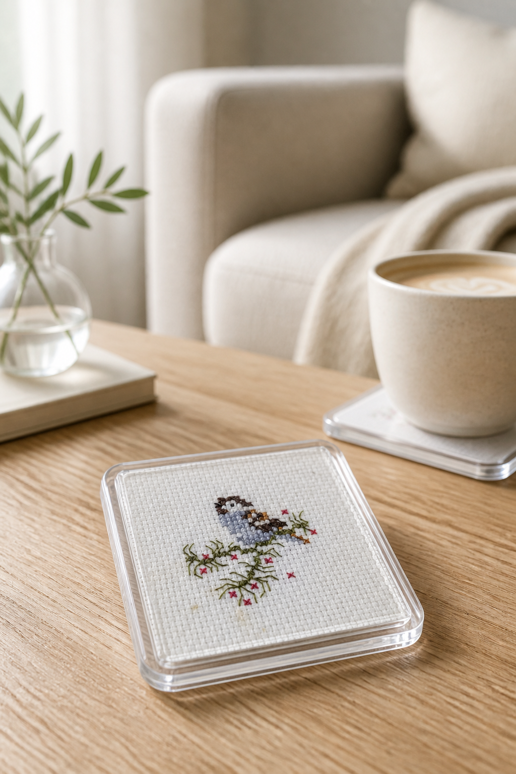 HAND MADE CROSS STICH COASTER INCLUDING P&P TO UK SALE ON 2 ITEMS PLUS ACROSS MY SHOP CODE 117