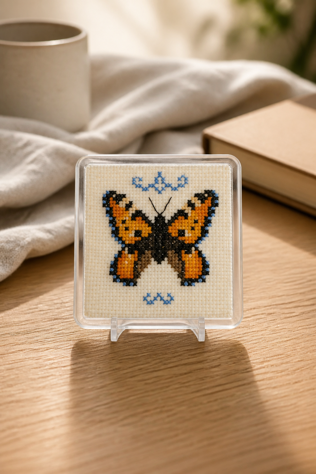 HAND MADE CROSS STICH COASTER INCLUDING P&P TO UK SALE ON 2 ITEMS PLUS ACROSS MY SHOP CODE 122
