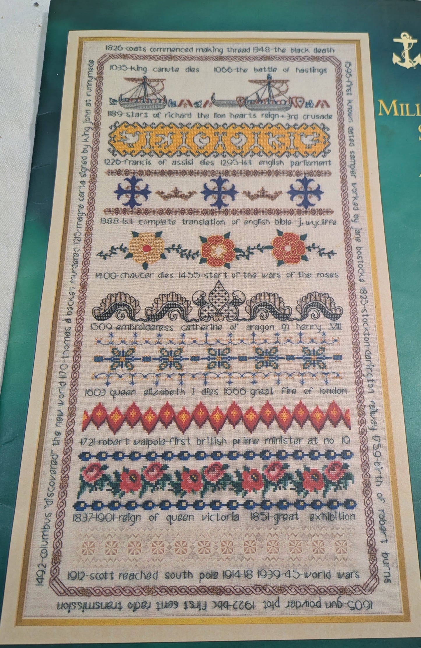 CROSS STICH CHART OF ANCHOR THE MILLENNIUM SAMPLER WALL PLAQUE INCLUDING P&P TO UK SALE ON 2 ITEMS PLUS ACROSS MY SHOP CODE 27
