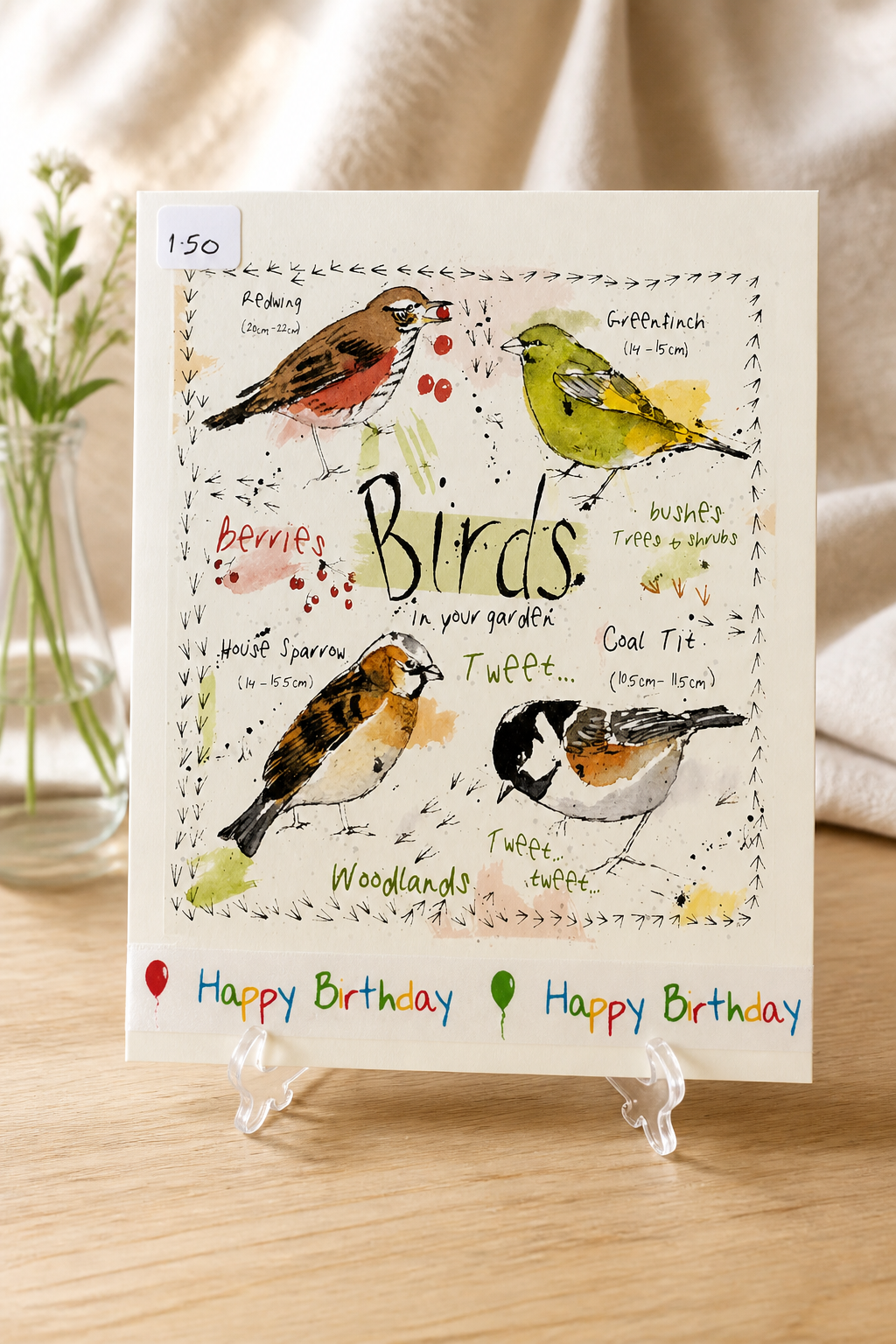 6x6 INCH BIRD CARDS HAPPY BIRTHDAY SALE ON TWO ITEMS PLUS ACROSS MY SHOP INCLUDING P&P TO UK  CODE 41