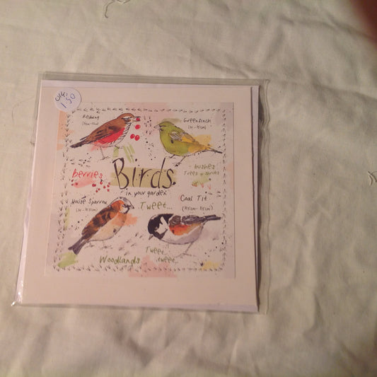 6x6 INCH BIRD CARDS INCLUDING P&P TO UK  CODE 20