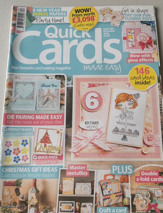 QUICK CARDS INCLUDING P&P TO UK SALE ON 2 ITMES PLUS ACROSS MY SHOP CODE 559