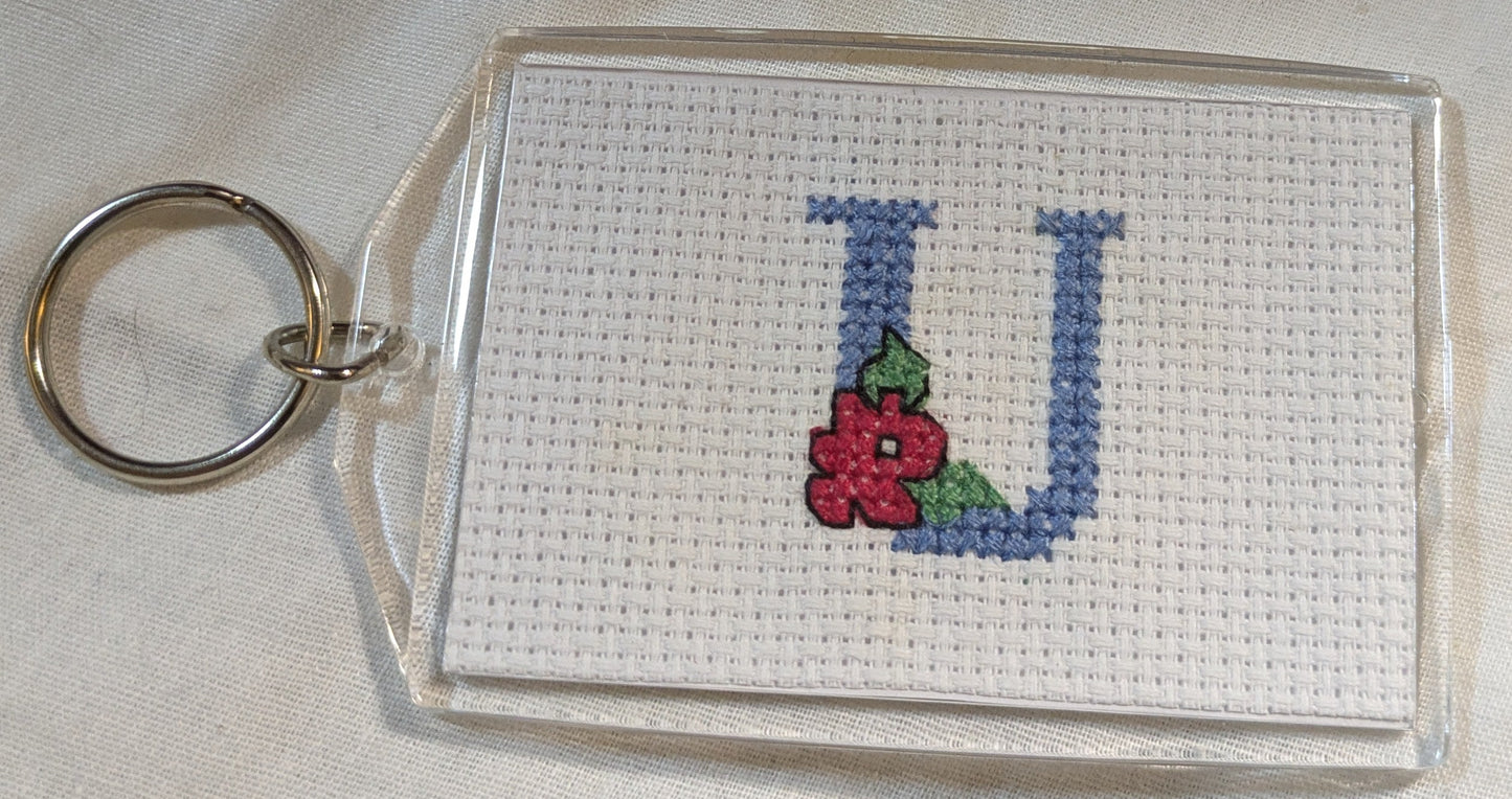 CROSS STITCH LARGE KEYRINGS INCLUDING P&P TO UK SALE ON 2 ITEMS + ACROSS MY SHOP CODE 285