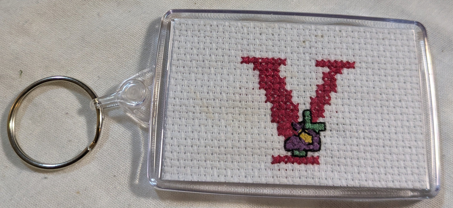 CROSS STITCH LARGE KEYRINGS INCLUDING P&P TO UK SALE ON 2 ITEMS + ACROSS MY SHOP CODE 286