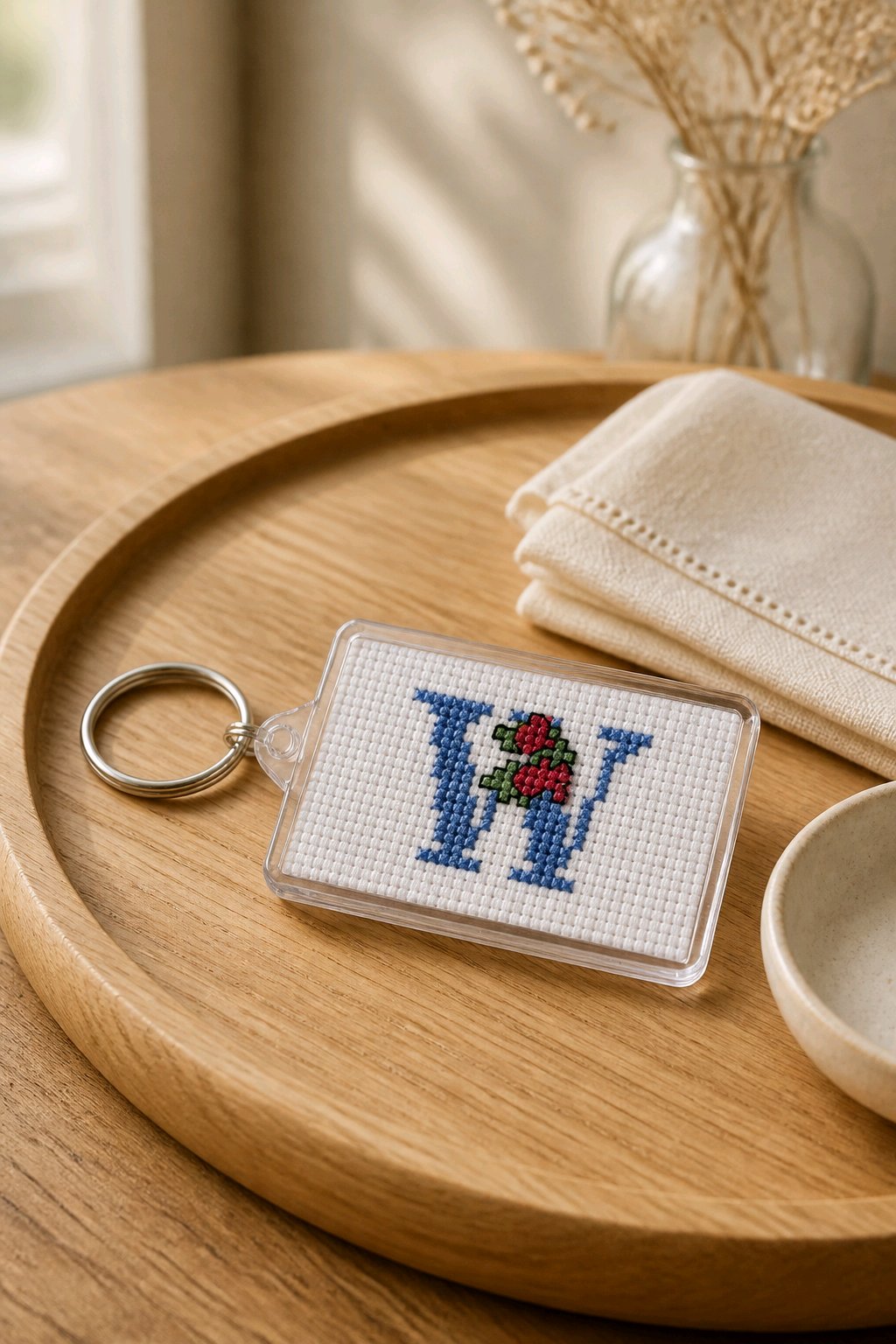 CROSS STITCH LARGE KEYRINGS INCLUDING P&P TO UK SALE ON 2 ITEMS + ACROSS MY SHOP CODE 287