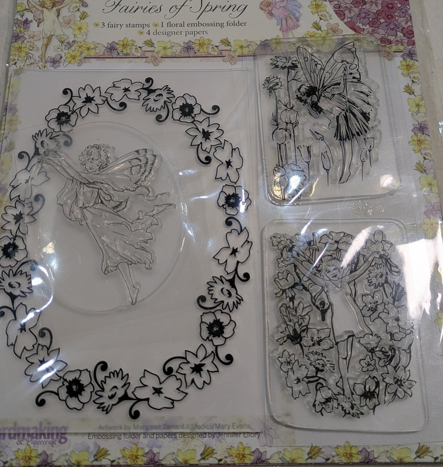 FAIRY STAMPS, FLORAL EMBOSSING FOLDER 4 PAPERS P&P INCLUDED TO UK SALE ON 2 ITEMS PLUS ACROSS MY SHOP CODE 14